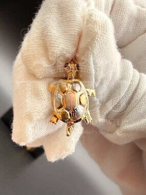 14K Tri Color Gold Turtle Pendant
